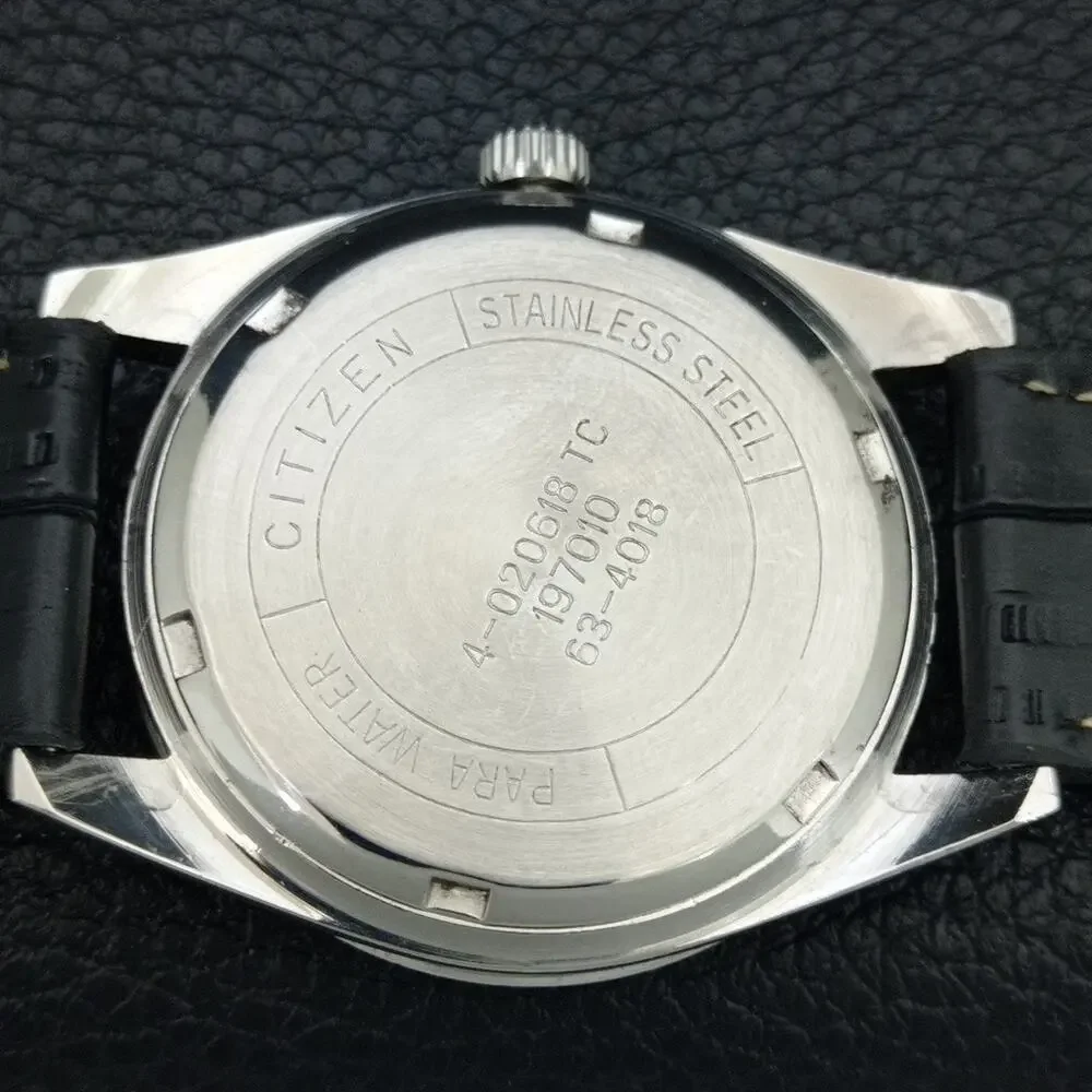 Vintage 1986 Citizen Manual Wound Mens Silver Watch & White accents